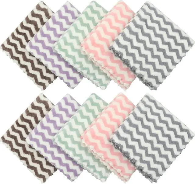 Alt view image 2 of 7 - Microfiber Cleaning Cloth, 10 Pack Dish Rags, 12inx12in, Mix Color | Lint Free Micro fiber Cloths For Cleaning, Fast Drying Dish Cloths for Washing Dishes, Absorbent Cleaning Rags For House