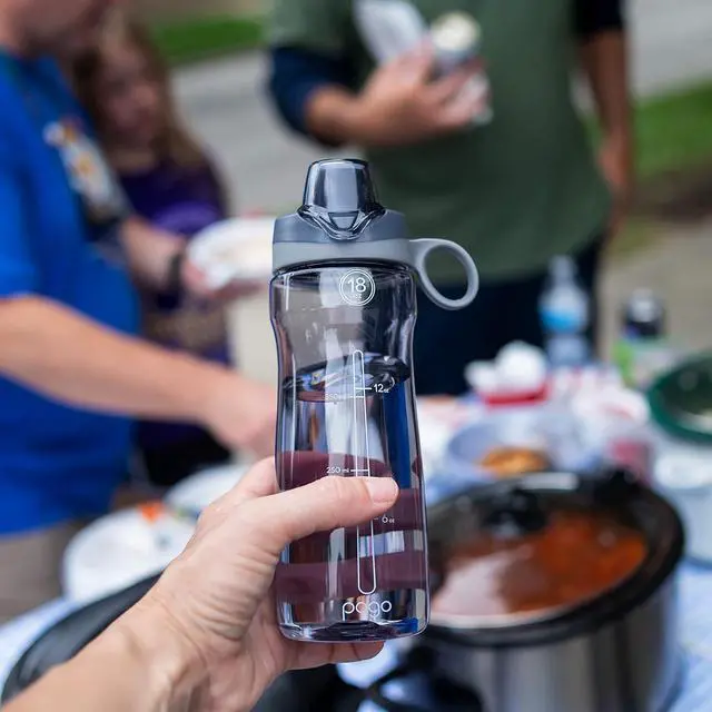 Alt view image 2 of 7 - Pogo BPA-Free Tritan Plastic Water Bottle with Chug Lid, 18 Oz, Grey | Leakproof water bottle with chug lid and carry handle. BPA-free, great for travel, school, outdoors, and gym.