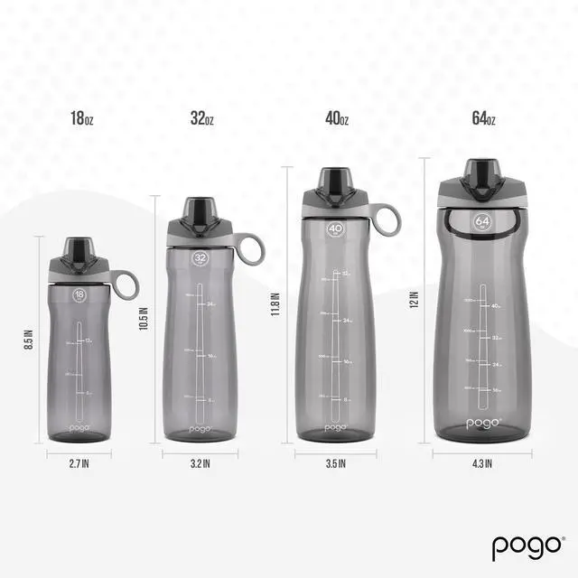 Alt view image 4 of 7 - Pogo BPA-Free Tritan Plastic Water Bottle with Chug Lid, 18 Oz, Grey | Leakproof water bottle with chug lid and carry handle. BPA-free, great for travel, school, outdoors, and gym.