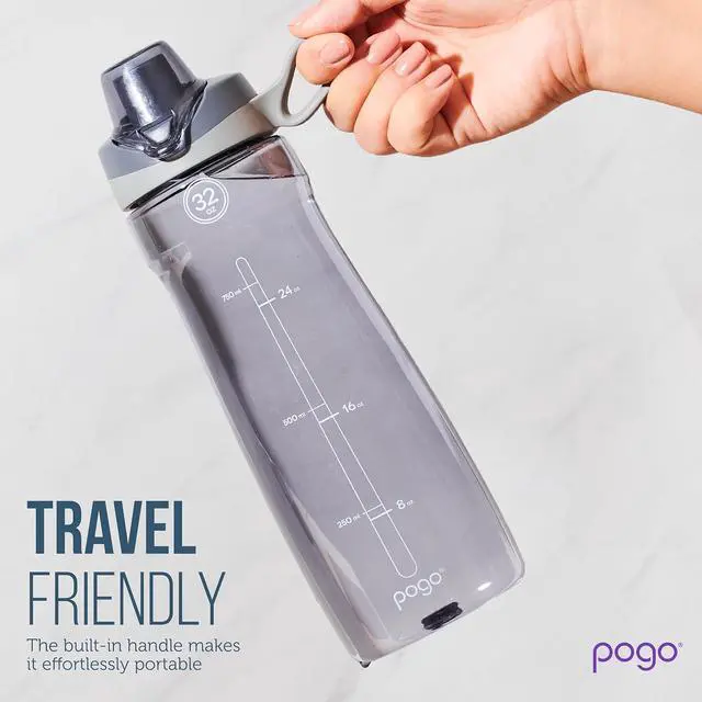 Alt view image 7 of 7 - Pogo BPA-Free Tritan Plastic Water Bottle with Chug Lid, 18 Oz, Grey | Leakproof water bottle with chug lid and carry handle. BPA-free, great for travel, school, outdoors, and gym.