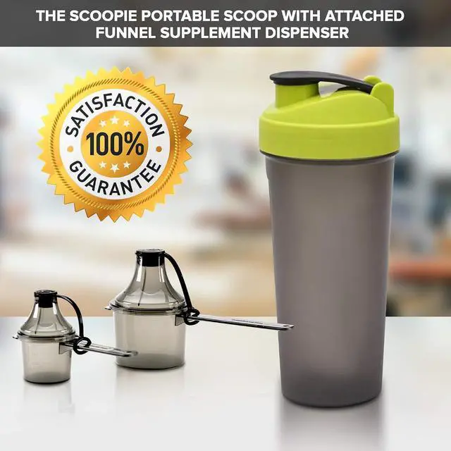 Alt view image 4 of 7 - Supplement Container, Scoop, and Funnel System for Pre Workout Powder and Post Workout Protein, Spill Proof Holder Dispenser, Gym and Shaker Bottle Travel Accessory, PACK OF 2, BLACK