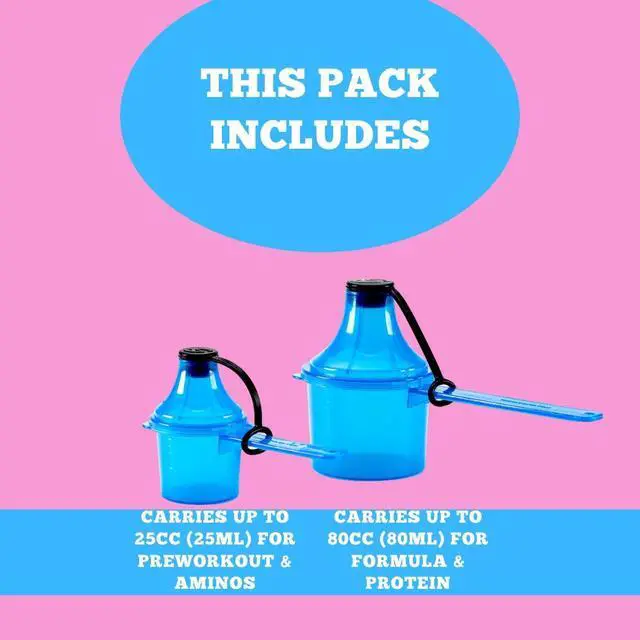 Alt view image 6 of 7 - Supplement Container, Scoop, and Funnel System for Pre Workout Powder and Post Workout Protein, Spill Proof Holder Dispenser, Gym and Shaker Bottle Travel Accessory, PACK OF 2, BLACK