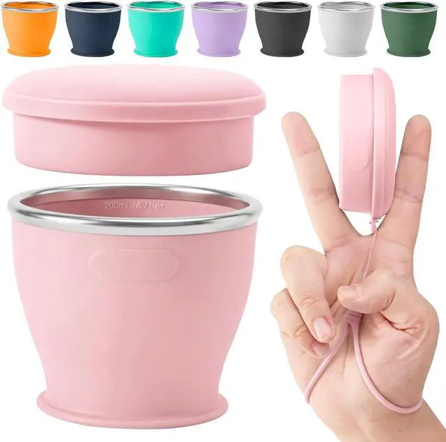 Main image of Collapsible Travel Cup, Foldable Water Cup with Lid, for Travel | BPA-Free Silicone Cups, Reusable Lightweight Drinking Cups for Camping, Travel, Airports, Hotel