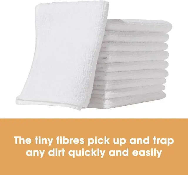 Alt view image 7 of 7 - Furniture Clinic Pack of 4 Microfiber Cloths Lint Free - White Cleaning Cloths - Reusable and Washable