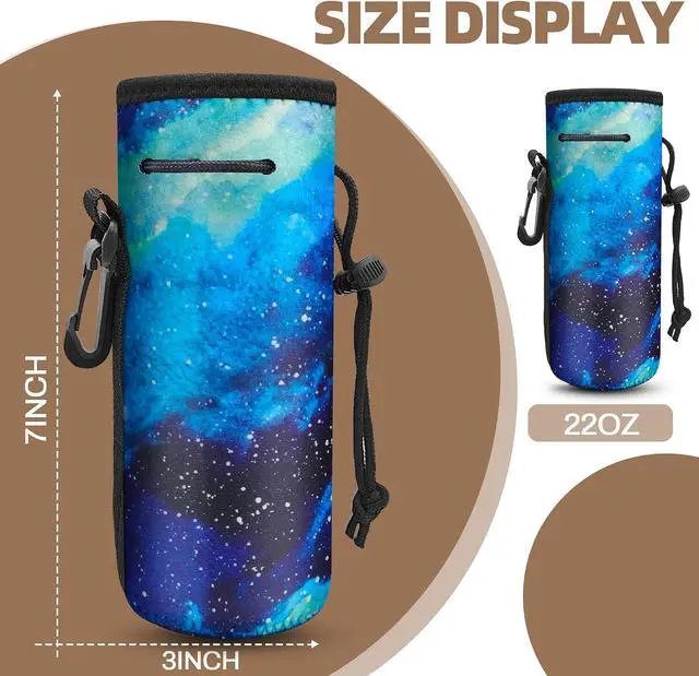 Alt view image 2 of 7 - Water Bottle Carrier,Insulated Neoprene Water Gym Travel bottle Holder Bag Protector Sleeve Case Pouch Cover 0.6L or 0.75L, Great for Stainless Steel Bottles (Blue star)