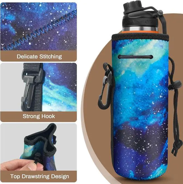 Alt view image 3 of 7 - Water Bottle Carrier,Insulated Neoprene Water Gym Travel bottle Holder Bag Protector Sleeve Case Pouch Cover 0.6L or 0.75L, Great for Stainless Steel Bottles (Blue star)