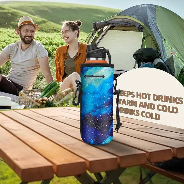 Alt view image 7 of 7 - Water Bottle Carrier,Insulated Neoprene Water Gym Travel bottle Holder Bag Protector Sleeve Case Pouch Cover 0.6L or 0.75L, Great for Stainless Steel Bottles (Blue star)
