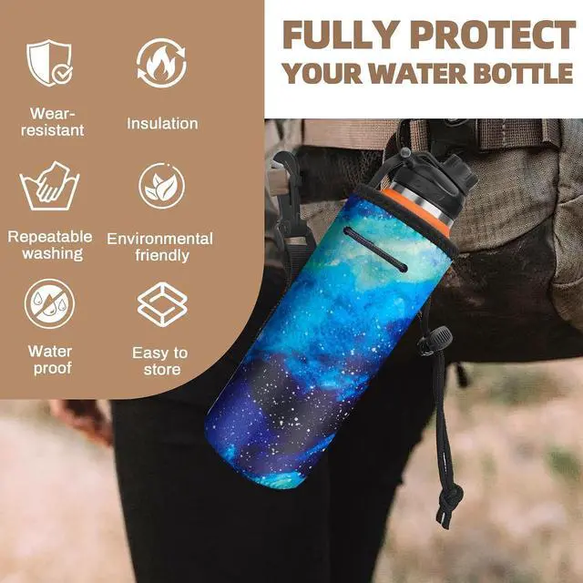 Alt view image 5 of 7 - Water Bottle Carrier,Insulated Neoprene Water Gym Travel bottle Holder Bag Protector Sleeve Case Pouch Cover 0.6L or 0.75L, Great for Stainless Steel Bottles (Blue star)