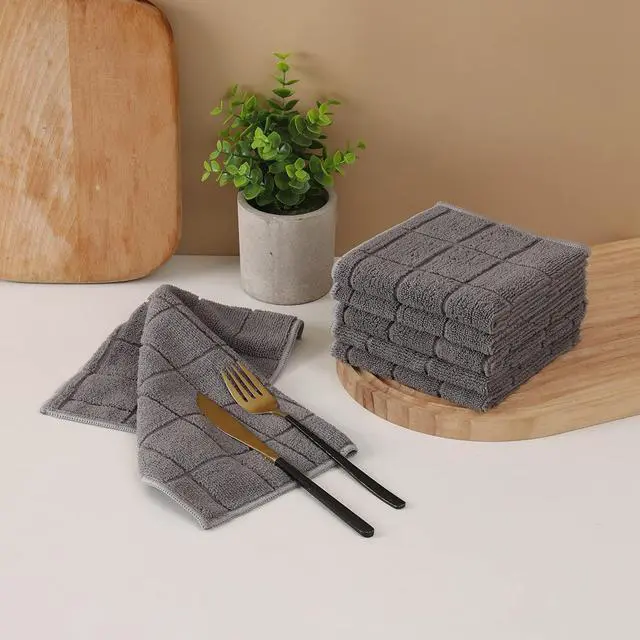 Alt view image 7 of 7 - Microfiber Super Absorbent and Lint Free Terry Dish Rags | Dish Cloths Set of 6 for Household, 11 x 11 Inches (Navy Blue, 6)