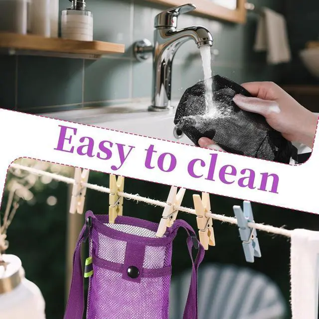 Alt view image 6 of 7 - 2 PCS Mesh Water Bottle Carrier with Adjustable Shoulder, Water Bottle Holder with Strap, Light Bottles Sling Bag for Hiking, Walking, Camping, Travel (Purple, Black)