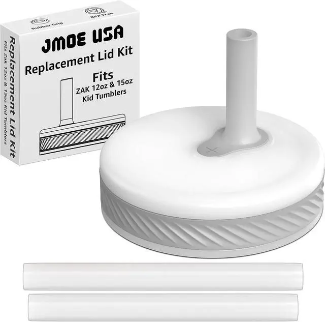 Main image of Jmoe USA Replacement Lid Set Compatible With 15oz and 12oz Zak Kelso Kid Tumblers | Fits 15 oz and 12 oz Stainless Steel and Plastic Cups | BPA Free (White)