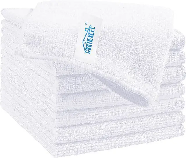 Main image of HOMEXCEL 8PK Microfiber Cleaning Cloth, Cleaning Rags for Home, 11.5x11.5in | Reusable, Lint Free, Scratch-Free and Highly Absorbent Towels for Kitchen, Window and Glass, Cars, White