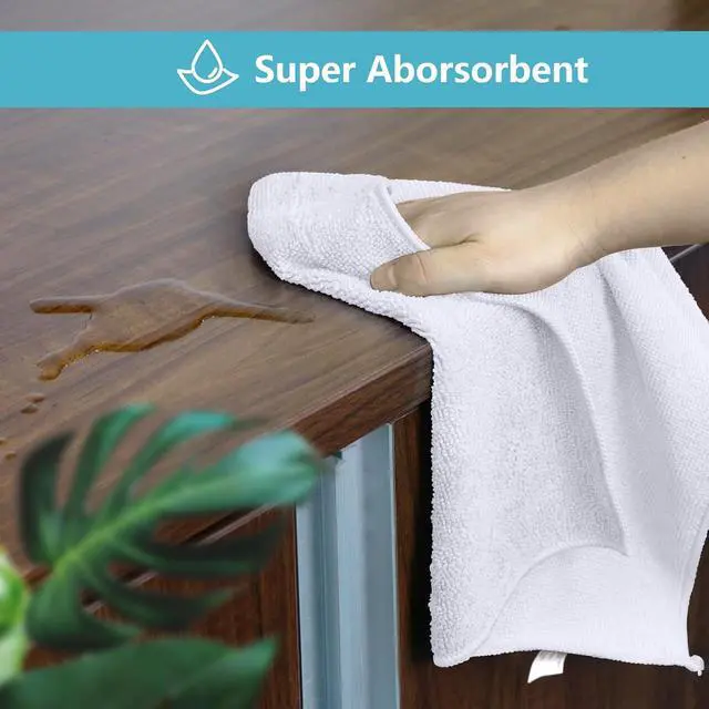 Alt view image 4 of 7 - HOMEXCEL White Cleaning Rags 5 Pack, Highly Absorbent Microfiber Cleaning Cloth for Kitchen, Lint Free, Scratch-Free, Reusable Microfiber Towels for House, Window and Glass, Cars, 11.5 X11.5 inch