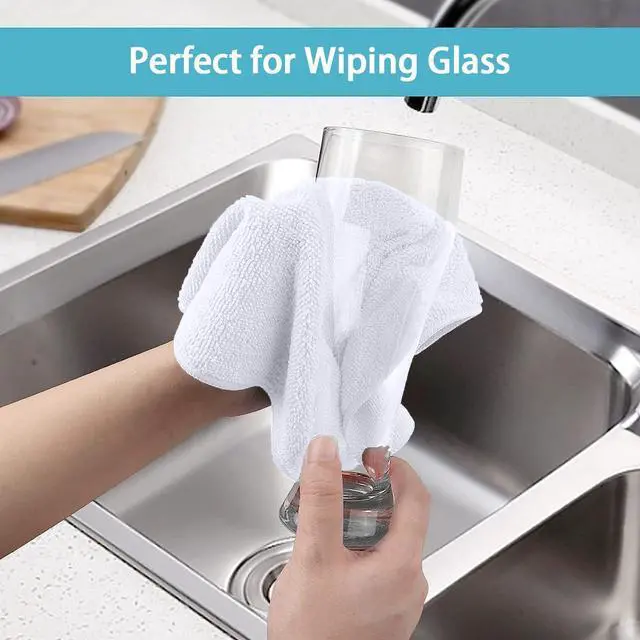 Alt view image 5 of 7 - HOMEXCEL White Cleaning Rags 5 Pack, Highly Absorbent Microfiber Cleaning Cloth for Kitchen, Lint Free, Scratch-Free, Reusable Microfiber Towels for House, Window and Glass, Cars, 11.5 X11.5 inch
