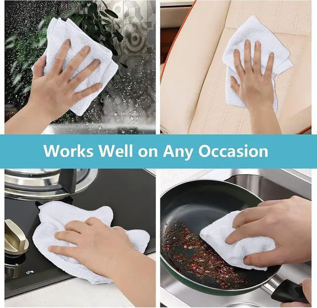 Alt view image 6 of 7 - HOMEXCEL White Cleaning Rags 5 Pack, Highly Absorbent Microfiber Cleaning Cloth for Kitchen, Lint Free, Scratch-Free, Reusable Microfiber Towels for House, Window and Glass, Cars, 11.5 X11.5 inch