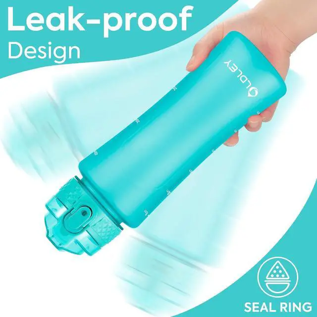 Alt view image 5 of 7 - OLDLEY Kids Water Bottle with Straw for School Girls Boys, 15 oz Unbreakable Leak-Proof BPA-Free Motivational Water Bottles with Times to Drink for Travel Sports Gym, 1 Straw Lid, Mint