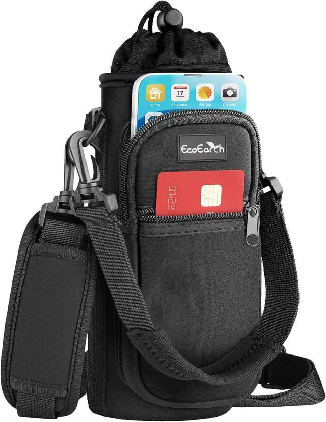 Main image of EcoEarth - Water Bottle Holder with Strap - Water Bottle Carrier Bag for Hiking - Crossbody Hydration Pouch with Phone Holder