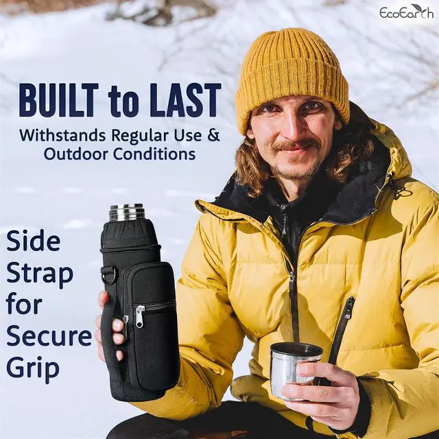 Alt view image 3 of 7 - EcoEarth - Water Bottle Holder with Strap - Water Bottle Carrier Bag for Hiking - Crossbody Hydration Pouch with Phone Holder