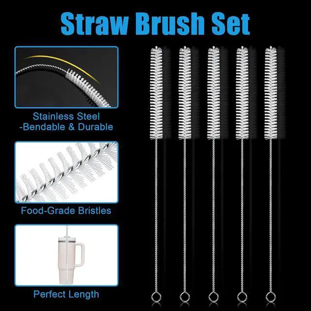Alt view image 5 of 7 - 3-in-1 Lid Cleaning Brush Set, Multifunctional Bottle Cleaning Brush | Reusable Metal Straw Cleaner Brush, Multifunctional Cleaning Kit for Various Cup Lids