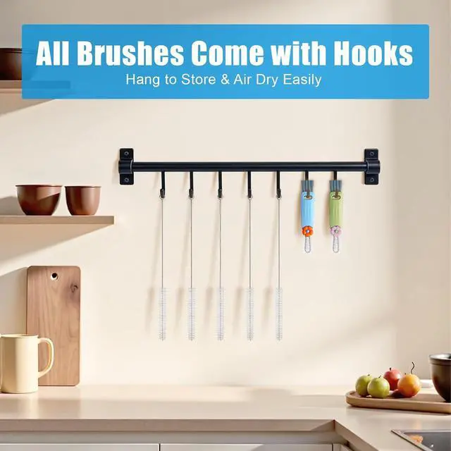 Alt view image 6 of 7 - 3-in-1 Lid Cleaning Brush Set, Multifunctional Bottle Cleaning Brush | Reusable Metal Straw Cleaner Brush, Multifunctional Cleaning Kit for Various Cup Lids