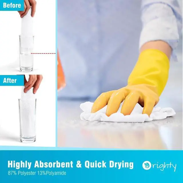 Alt view image 3 of 6 - Orighty Microfiber Cleaning Cloth 5 Pack, White Cleaning Rags 12x11 inch | Microfiber Towels for Cars, Highly Absorbent Household Cleaning Supplies, Reusable Lint Free Cloths for House, Kitchen