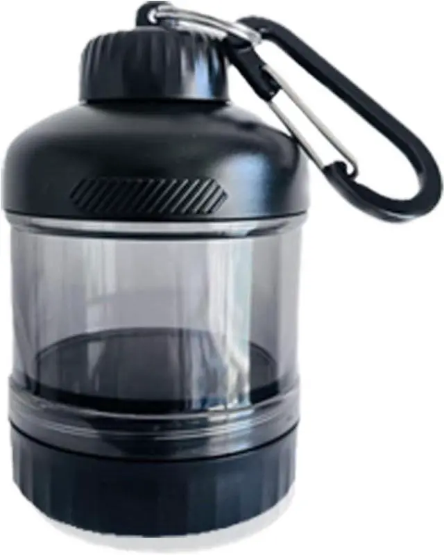 Main image of Portable Protein Powder Travel Container, Two-Layer Design Powder Holder | With Carabiner & Keyring, Can Hold 50 Grams of Powder and Some Vitamins or Supplements, For Workouts, Fitness and Traveling