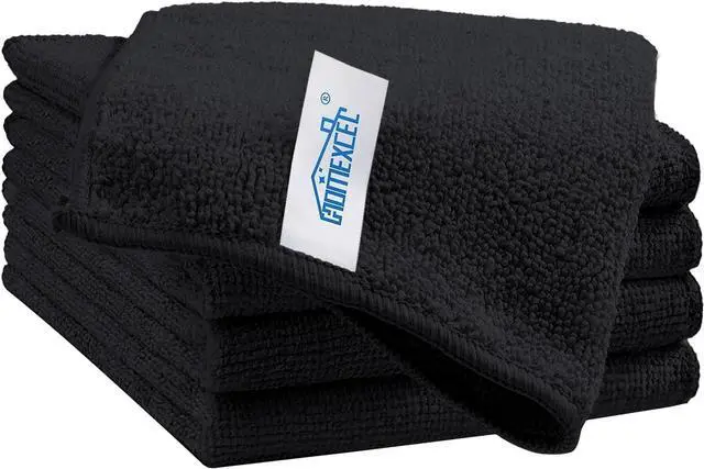 Main image of HOMEXCEL Black Cleaning Rags 5 Pack, Highly Absorbent Microfiber Cleaning Cloth for Kitchen, Lint Free, Scratch-Free, Reusable Microfiber Towels for House, Window and Glass, Cars, 11.5 X11.5 inch
