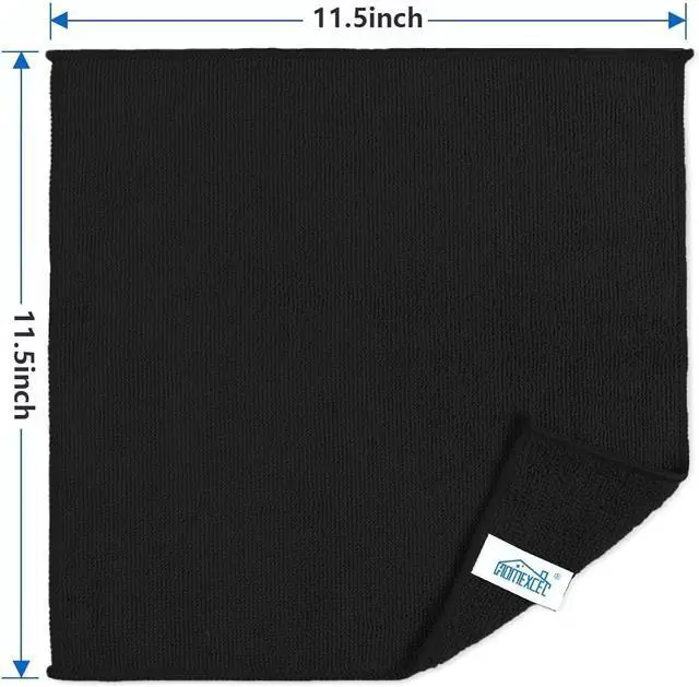 Alt view image 2 of 7 - HOMEXCEL Black Cleaning Rags 5 Pack, Highly Absorbent Microfiber Cleaning Cloth for Kitchen, Lint Free, Scratch-Free, Reusable Microfiber Towels for House, Window and Glass, Cars, 11.5 X11.5 inch
