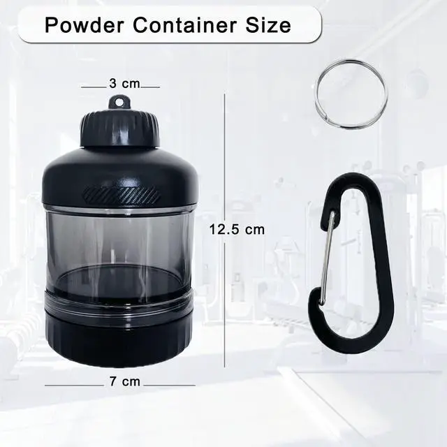 Alt view image 4 of 7 - Portable Protein Powder Travel Container, Two-Layer Design Powder Holder | With Carabiner & Keyring, Can Hold 50 Grams of Powder and Some Vitamins or Supplements, For Workouts, Fitness and Traveling