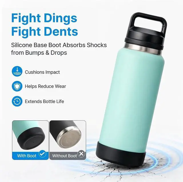 Alt view image 3 of 7 - Protective Silicone Boot for YETI Rambler Bottle 26 36oz | Silicone Sleeve for YETI 26/36oz, Anti-Slip Bottom Boot Sleeve, BPA-Free, Reduces Dents & Noise for Camping, Working, Outdoor