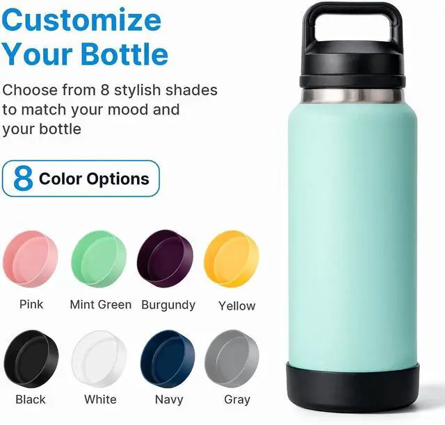 Alt view image 6 of 7 - Protective Silicone Boot for YETI Rambler Bottle 26 36oz | Silicone Sleeve for YETI 26/36oz, Anti-Slip Bottom Boot Sleeve, BPA-Free, Reduces Dents & Noise for Camping, Working, Outdoor