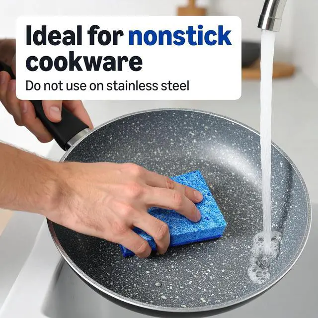 Alt view image 3 of 6 - Amazon Basics Non-Scratch Dual-Sided Sponges for Nonstick Pots and Pans, Dish Scrubber, All-Purpose, 6-Pack, Packaging May Vary