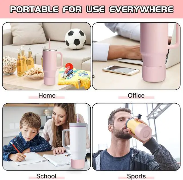 Alt view image 5 of 7 - WUQID Silicone Boot Sleeve Compatible with Hydro Flask Travel Tumbler with Handle 32oz&40oz and 12-24oz Hydroflask Bottle & Stanley 20 30 40oz Tumbler, Fit 2.83-2.95in Bottom, Anti-Slip Bottle Cover