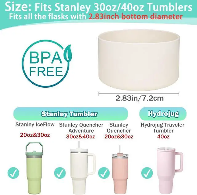 Alt view image 2 of 7 - WK IEASON 2 Pcs Tumbler Bottom Protector Boot for Stanley Quencher Adventure 40oz & Stanley IceFlow 20oz 30oz, Stealth Landing-2.83inch Bottom Diameter