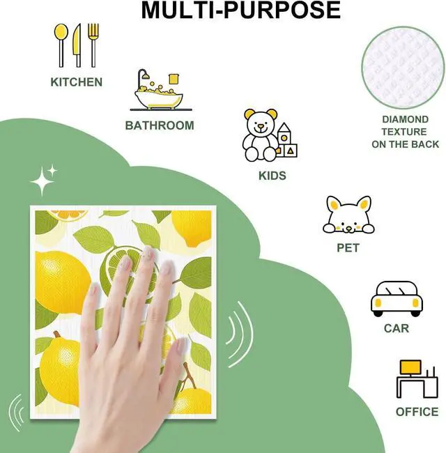 Alt view image 4 of 7 - Swedish Dishcloths for Kitchen, 6 Pack, Reusable, Super Absorbent | Washable & Dishwasher Safe Paper Towels, Non-Scratch Cellulose Cloths for Washing Dishes, Hostess Gifts, Biodegradable