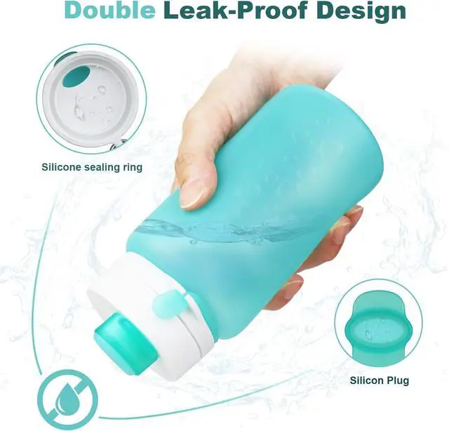 Alt view image 6 of 7 - PLTCAT Collapsible Water Bottles, 19oz Foldable Silicone Travel Bottles | BPA-Free Silicone, Leak-Proof Lids, Dishwasher Safe, Carabiner Clips, Compact Roll-Up Design