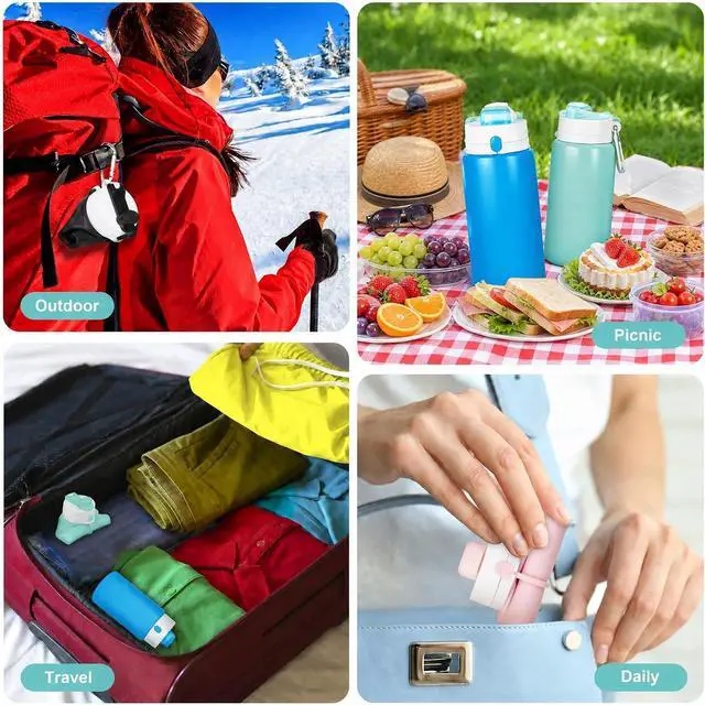 Alt view image 7 of 7 - PLTCAT Collapsible Water Bottles, 19oz Foldable Silicone Travel Bottles | BPA-Free Silicone, Leak-Proof Lids, Dishwasher Safe, Carabiner Clips, Compact Roll-Up Design
