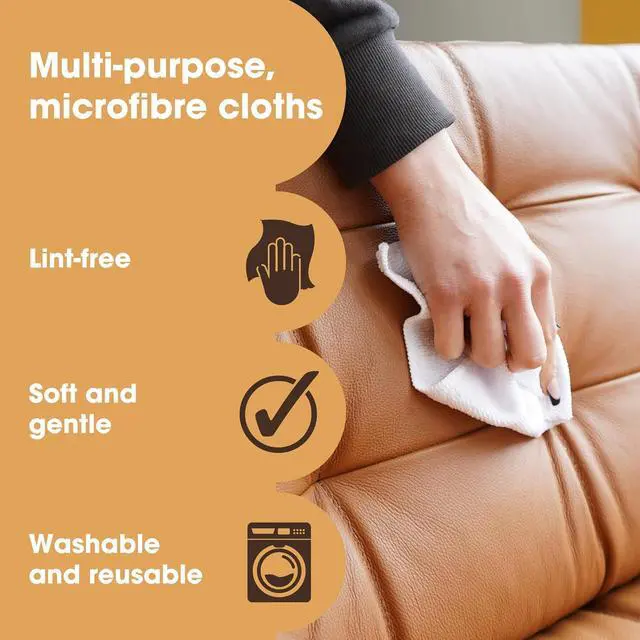 Alt view image 2 of 7 - Furniture Clinic Pack of 4 Microfiber Cloths Lint Free - White Cleaning Cloths - Reusable and Washable