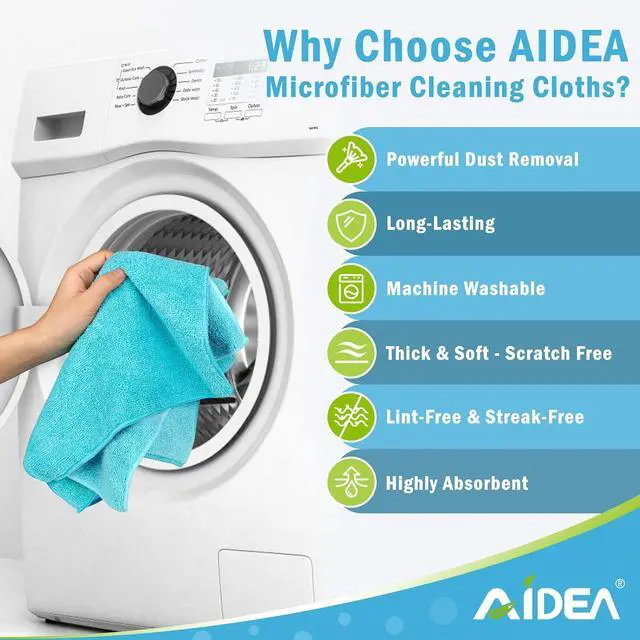 Alt view image 3 of 7 - AIDEA Blue Microfiber Cleaning Cloth-12PK, Cleaning Rags 12"x 12" Absorbent | Microfiber Towels for Cars Lint Free, Reusable Microfiber Rags, Shop Towels Dish Rags for Kitchen/Home Cleaning Supplies