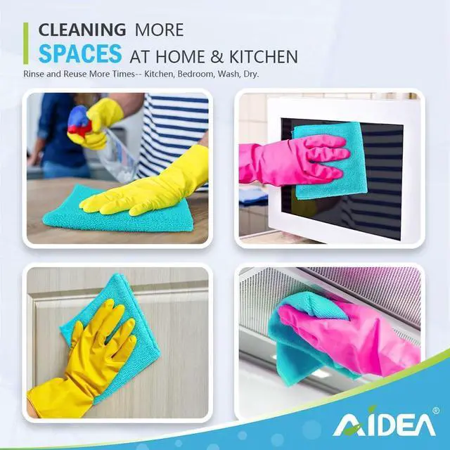 Alt view image 7 of 7 - AIDEA Blue Microfiber Cleaning Cloth-12PK, Cleaning Rags 12"x 12" Absorbent | Microfiber Towels for Cars Lint Free, Reusable Microfiber Rags, Shop Towels Dish Rags for Kitchen/Home Cleaning Supplies