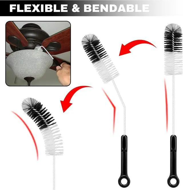Alt view image 4 of 7 - Bottle Cleaning Brush Set, 4pcs Flexible Long Handle Brushes for Bottles | 4-piece Brush Kit with Flexible Bristles and Built-in Tweezers Cleans Narrow Neck Bottles, Straws, Tubes