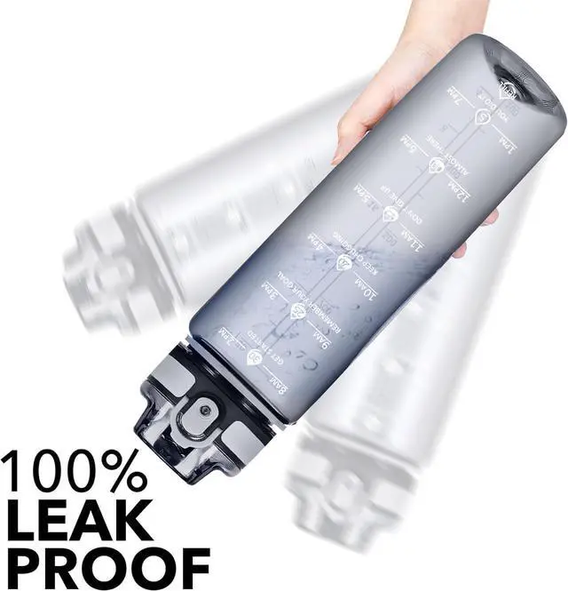 Alt view image 4 of 7 - 32oz Water Bottle with Time Marker, Motivational Drinking Bottle with Strap, BPA-Free Leak-Proof, Encouraging Water Bottle Time to Drink Water for Gym School Office Travel