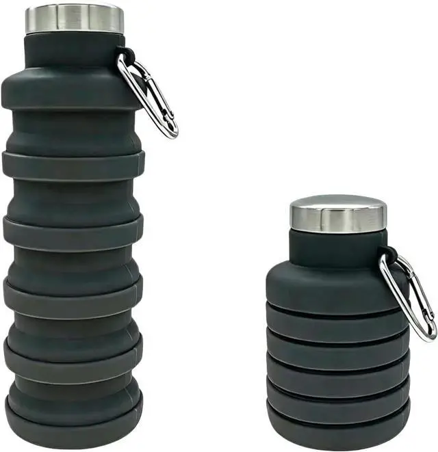 Main image of YCT Collapsible Water Bottle 17oz500mlTravel Portable Sport Water BottleReusable Silicone Foldable Water Bottles for Gym Camping Hiking (Black)