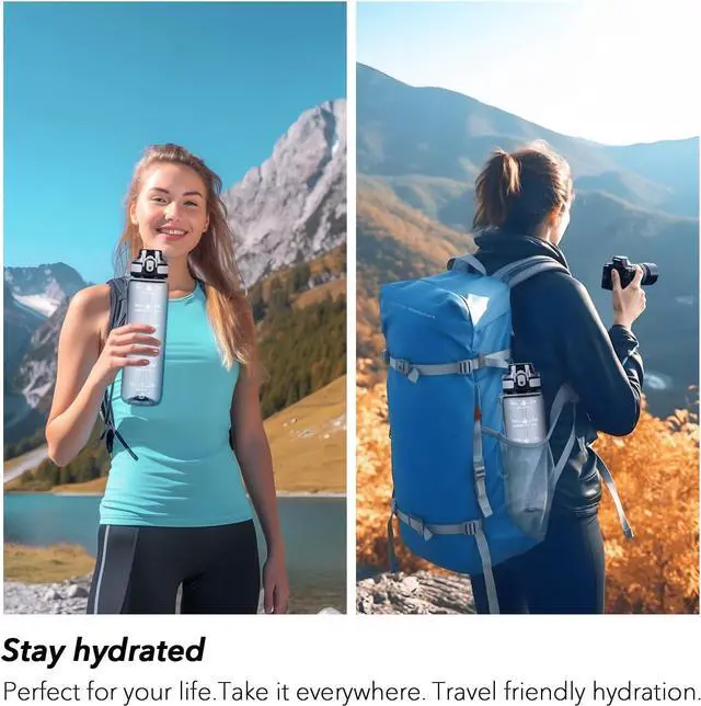 Alt view image 7 of 7 - 32oz Water Bottle with Time Marker, Motivational Drinking Bottle with Strap, BPA-Free Leak-Proof, Encouraging Water Bottle Time to Drink Water for Gym School Office Travel
