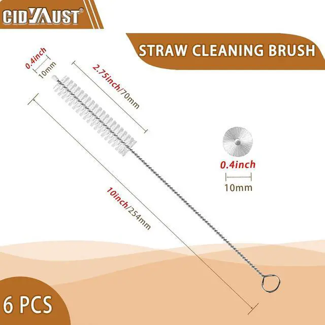 Alt view image 2 of 7 - Straw Cleaner Brush Extend 10-Inch, Straw Brush with PA6 Nylon Bristles and Flexible Wire for Baby Bottles, Sippy Cups, Reusable Straws & Sport Water Bottles,6-Pack.
