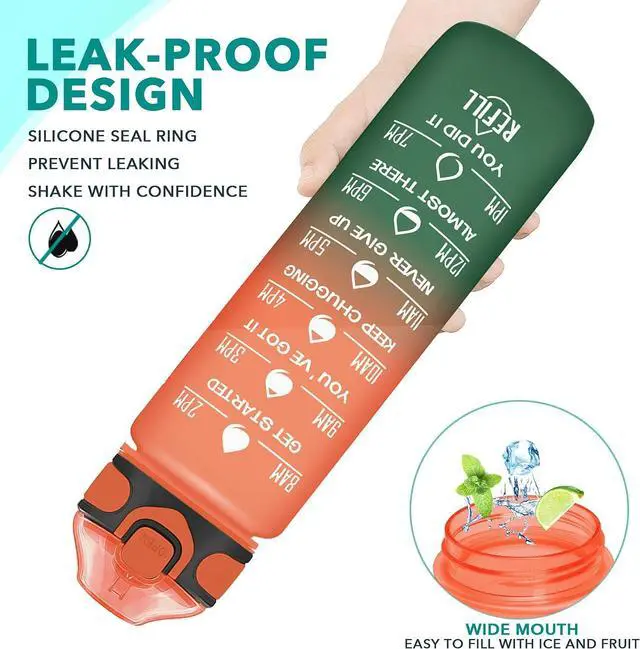 Alt view image 4 of 6 - Enerbone 32 oz Drinking Water Bottle with Times to Drink and Straw, Motivational with Carrying Strap, Leakproof BPA & Toxic Free, Ensure You Drink Enough Water for Fitness Gym Outdoor