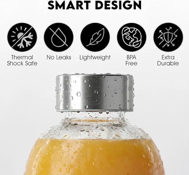 Alt view image 4 of 7 - Mont-Clair Kristal Borosilicate Glass Water Bottle 18 oz with Neoprene Sleeve - Leak Proof + BPA Free - Hot & Cold Drinks - Ideal for Adult, Kids, Travel, Sports, Gym, Running - Black