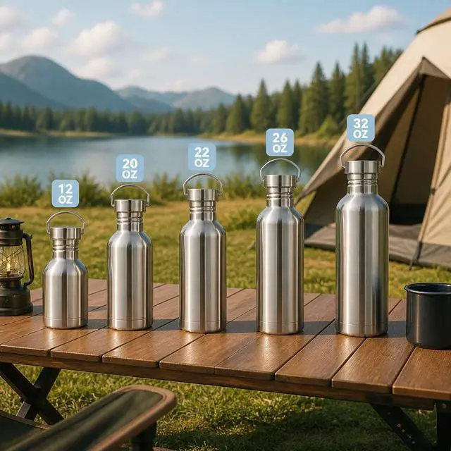 Alt view image 7 of 7 - Volhoply 12oz Uninsulated Single Walled Small Water Bottle, Stainless Steel Reusable Mini Water Bottles with Handle, BPA Free & Plastic Free 18/8 304 Metal Water Bottles for Camping, Hikers