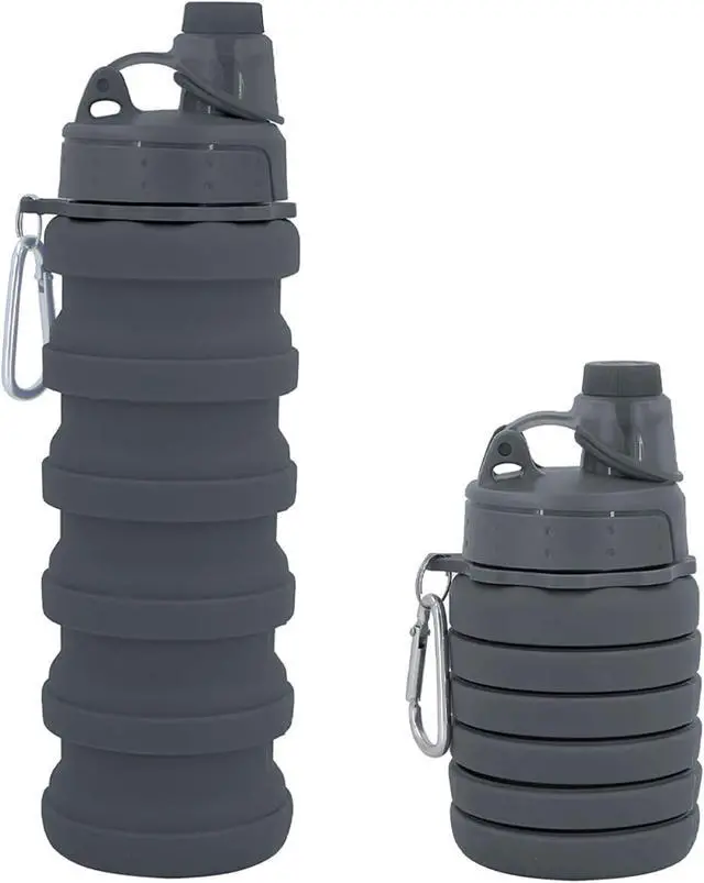 Alt view image 2 of 7 - Collapsible Water Bottles Travel water bottle Sports Portable Sport Water Bottle Reusable Water Bottles comes with mountaineering Buckle 500ml silicone Water-proof camping water bottle