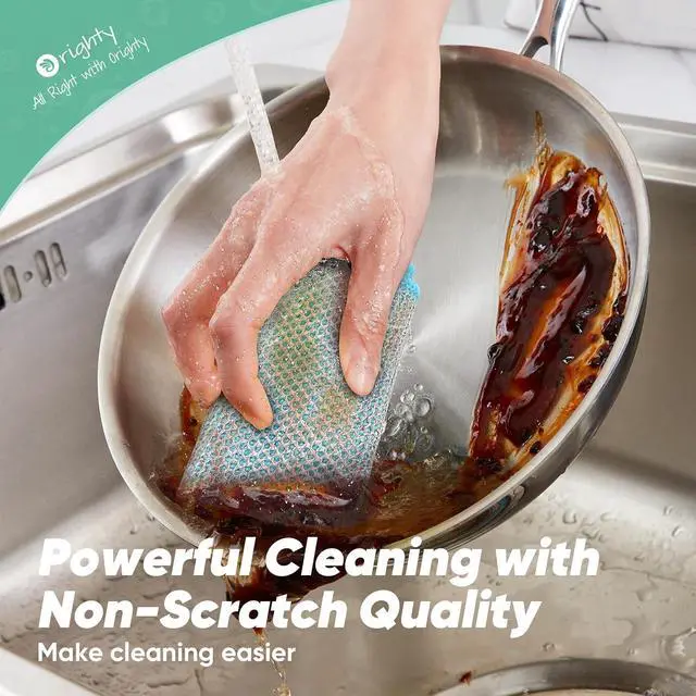 Alt view image 4 of 7 - Orighty Dish Cloths, 24 Pack Double-Layer Metal Dish Rags, 7"x8" | Multipurpose Wire Dishwashing Rag, Upgraded Non-Scratch Wire Cleaning Cloths, Dishcloth Rag Scrubber for Kitchen, Cookware